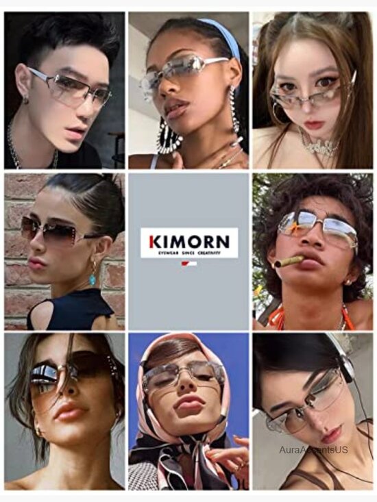 Rectangle Sunglasses Retro Square Frame Rimless UV Protection Unisex main image 5